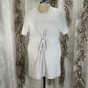 Athleta Crosscurrent Cover Up Dress M Gray‎ Lounge Travel Drawstring Waist Tunic